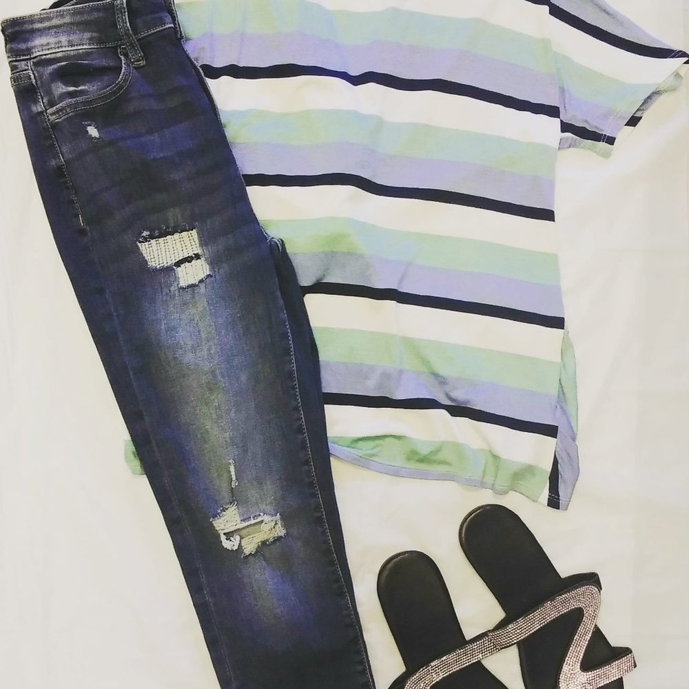 Pf blue striped shirt